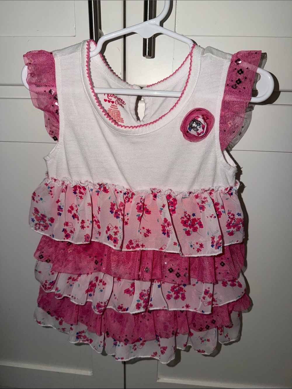 Girls Pink Floral RuffleDress
